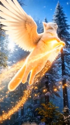 ✨ Enchanted Winged Cat’s Winter Flight #Shorts 🔔 Subscribe for more!✨#fantasy #shorts#animation