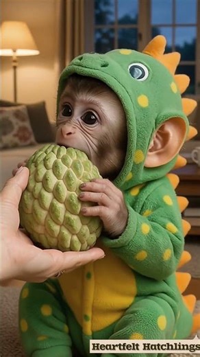 Cutest baby monkey eating sugar apple first time ❤️🐒 #shorts #funny #entertainment #cute #explore