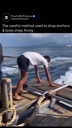 Wealth | Finance | Growth on Instagram: "The Art of Anchoring! ⚓ it's a calculated technique ensuring the vessel stays safe and secure against currents and tides. ​Watch closely as this sailor expertly manages the heavy lines and the cleat/bollard to achieve a firm lock. This process is the foundation of nautical safety and a testament to the skill required in the shipping and port industry. It reminds us that even the simplest-looking tasks at sea require precision, knowledge, and respect for t
