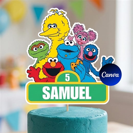 Sesame Street Cake Topper Editable | Personalized Name & Age | Colorful Birthday Printable - Etsy Canada