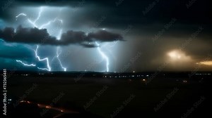 Electric Dance: A Thunderstorm Time Lapse - This captivating time lapse video captures the raw power and beauty of a thunderstorm Stock Video