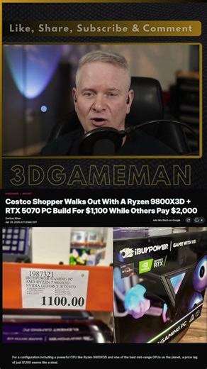 $1100 for Gaming PC with 9800X3D, 5070...