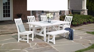 Polywood Vineyard 6-Piece Rustic Farmhouse Side Chair Dining Set with Bench (Slate Grey)