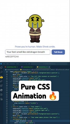 Make Shrek Smile CAPTCHA CSS Animation
