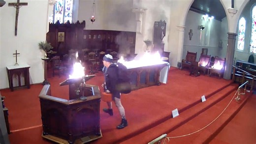Church altar set on fire in brazen attack