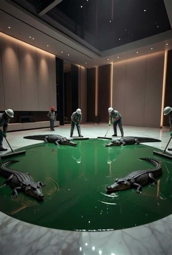 This floor is simply incredible 😱 Epoxy marine floor with crocodiles