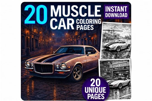 20 Classic Muscle Car Coloring Pages – American Auto Art (digital Download) - Etsy