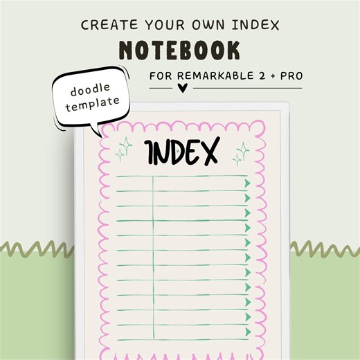 Notebook for Remarkable 2 / Remarkable Paper Pro | Create Your Own Index | Remarkable Templates | Digital Notes | Remarkable Notes - Etsy