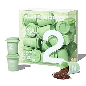 Saturnbird Super Instant Coffee Pods, Specialty Cold Brew Freeze-dried Coffee, No.2 Light-Medium Roast, 100% Arabica, Brew with Hot/Cold Water or Milk, 24 Single-Serve Packets