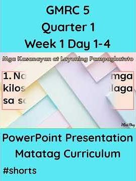 GMRC 5 Matatag Curriculum PowerPoint Presentation Quarter 1 Week 1 Day 1-4