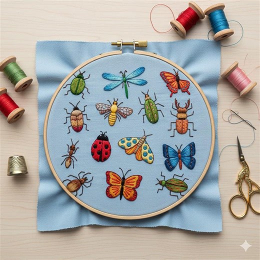 Insects Collection Hand Embroidery Design, Insects Embroidery PDF File - Etsy