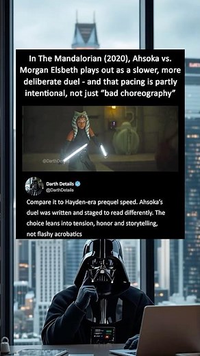 In The Mandalorian (2020), Ahsoka vs. Morgan Elsbeth plays out as a slower, more deliberate duel