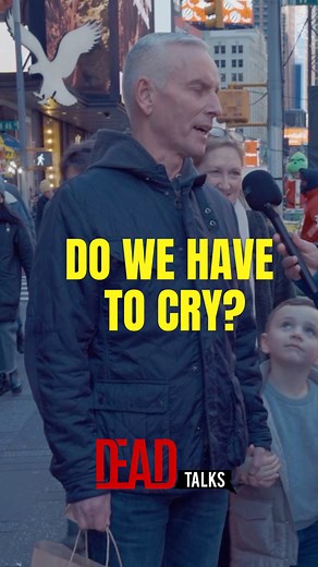 What do you think about crying or not crying? I come across this often and don't believe anyone should feel bad for not crying or expressing grief in a "certain way". Perhaps a good cry may help him perhaps it won't. #nyc #Streetinterview #grief #griefpodcast | DEAD Talks