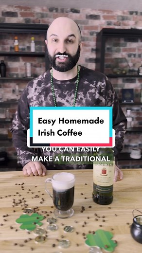 You can EASILY make traditional IRISH COFFEE at home! (recipe below) Follow @servedbysammy for daily cocktail recipes & home bartending tutorials! Recipe: 2 tsp light brown sugar, packed 4oz (120ml) Hot Black Coffee 1.5oz (45ml) Irish Whiskey Lightly Whipped Cream to top Pour the cream over the back of a spoon to keep it separated from the coffee! #irish #coffee #irishcoffee #stpaddys #stpaddysday #coffee #cocktails