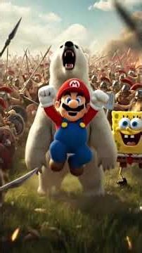 Polar Bear,Mario, SpongeBob vs 300 Spartans ⚔️🔥 The ultimate battle!#Shorts #EpicBattle #Spartans