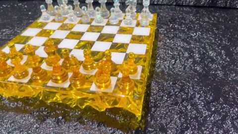 Golden Crystal Resin Chess Set: Handmade Luxury Modern for Chess Lovers | Exquisite Gift & Decor - Etsy Ireland