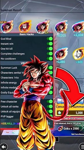 Dragon Ball Legends VIP ULTRA SUMMON MOD / v6.19.0 Guaranteed Ultra SSJ4 Goku 🔥 #dblegends #shorts