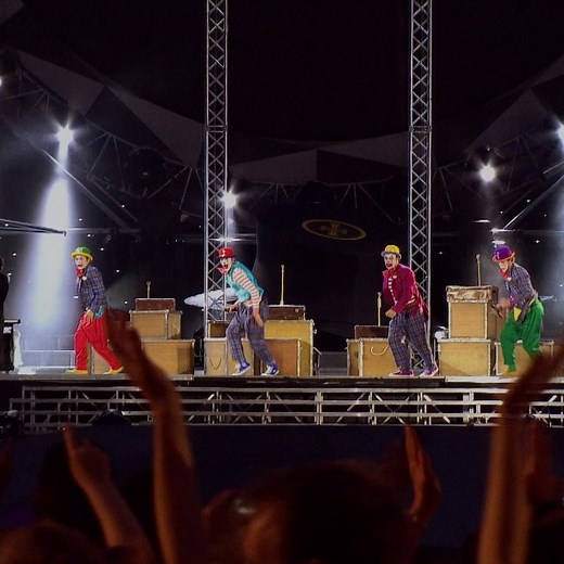 The clowns are coming! 🤡 This Saturday at 5pm BST we'll be streaming the full Circus Live show, recorded in 2009 at Wembley Stadium on our YouTube channel! | Take That