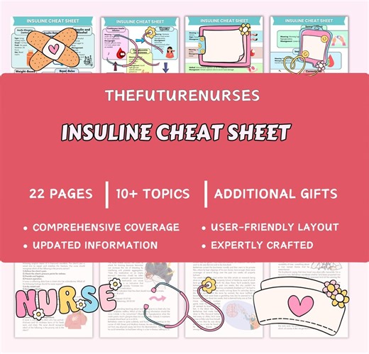 100  Insulin Types Cheat Sheet 20  Pages, Nursing Study Guide 2025-26 (digital Downloads) - Etsy