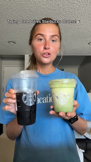 trying celebrity starbucks orders!☕️💚 #starbucks #celebrityorders #oliviarodrigo #taylorswift #starbucksrecipe | Kelsie