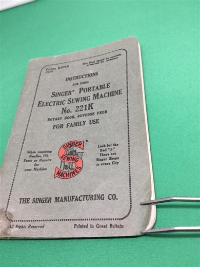 1930s Singer 221-K Manual English Printed at Kilbowie . - Etsy