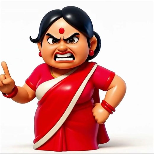 Angry Indian Cartoon Woman Pointing Finger - 3D Funny Animation