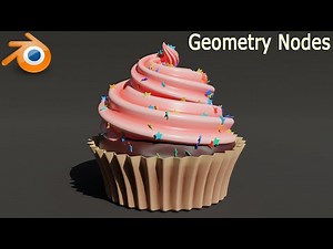 Blender tutorial - Make cartoon cupcake using Geometry Nodes and procedural materials #oe287