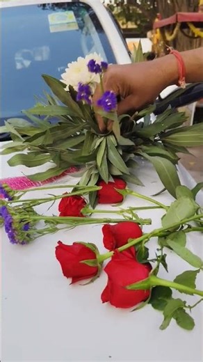 buke making by using flowers#car decoration ideas #ytshorts