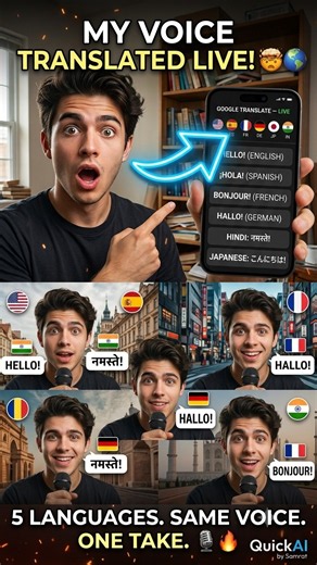 I Made AI Translate My Voice Into 5 Languages LIVE 🤯🌍🎙️ #Shorts