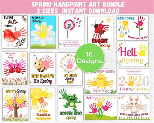 Spring Handprint Art Bundle, Spring Handprint Craft for Toddlers, Spring Preschool Craft, Handprint Art Keepsake, Kids Spring Activity - Etsy