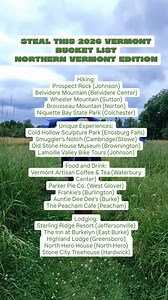 Some new experiences and old favorites in northern Vermont. Save this list and share with a friend! Scroll through our January reels to see our recommendations for southern and central Vermont, and be sure to follow @vermont_explored for more unique spots. Our favorite spots from 2025 for you to add to your 2026 bucket list! Details: Hiking 1. Prospect Rock in Johnson (2 miles, round trip, closed during the peregrine falcon nesting season) 2. Belvidere Mountain in Belvidere Center (5.2 miles, ro