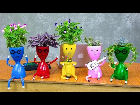 Recycling Plastic Bottles into Great Flower Pots, Plant Pots for The Table