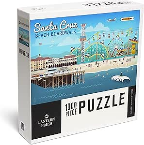 Santa Cruz, California, Retro Scene (1000 Piece Puzzle, Challenging Jigsaw Puzzle for Adults, Made in USA)