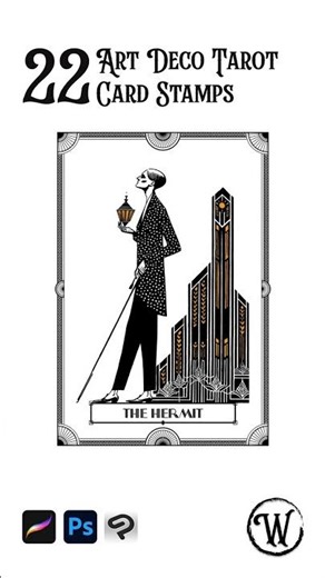 22 Art Deco Tarot Card Stamps by BrushWitchStudio