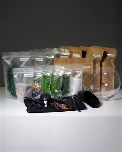 DIY Terrarium Kit With Preserved Moss   Tools | Round Glass Bowl | Step-by-step Video Tutorial | Mindful Craft Gift - Etsy