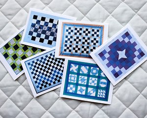 Blue Quilt Note Card Set: Linen Stationery, Thank You Cards - Etsy