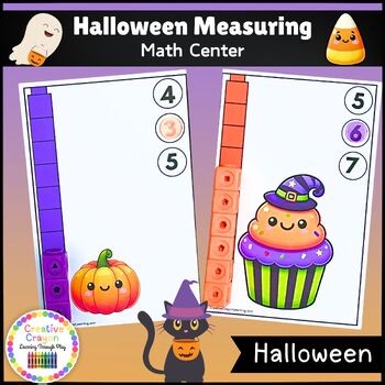 PreK & Kindergarten Halloween Measuring Math Center - Math Link Cubes