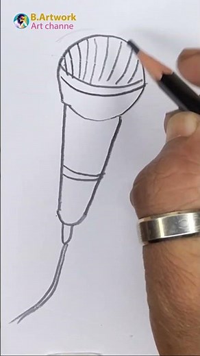 How to Draw a Microphone 🎤 | Easy Microphone Drawing #drawing #B.artwork