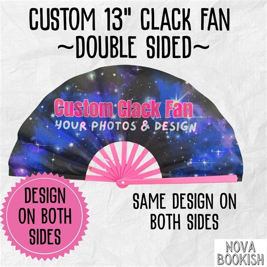 DOUBLE SIDED Custom Clack Fan - Sublimated Folding Hand Fan - Your Colors Photos and Text! - Etsy