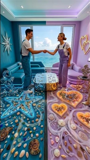 THIS DOUBLE FLOOR IS AMAZING! 😱 Star & Heart Epoxy Luxury Floor ⭐️💖