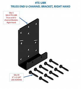 U-channel Truss End Bracket, Right Hand