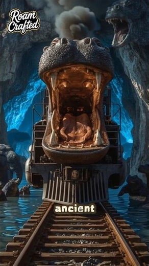 Iron Hippo Train to the Flooded Oracle Caverns - AI Cinematic 4K #shorts #trending