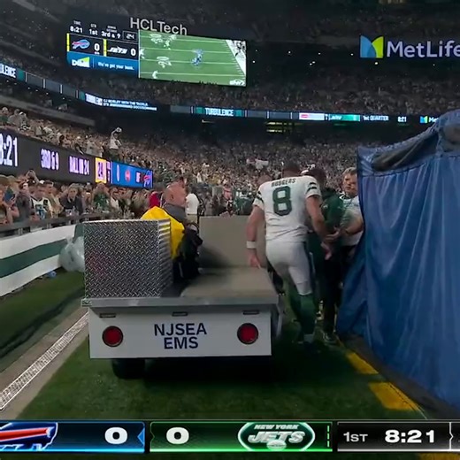 Aaron Rodgers getting carted off after an apparent injury. New York Jets have ruled him out for the rest of the game. | SportsCenter