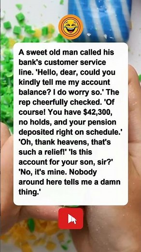 Sassy old man wins 🤑😂 #funnyjokes #oldmanjokes #bankhumor