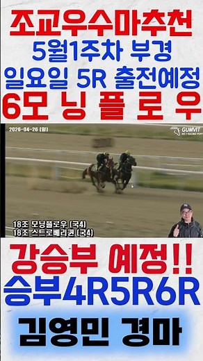 Make sure to keep an eye on '6 Morning Flow', scheduled to enter Race 5 on Sunday at Busan Gyeong...