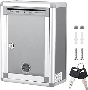 Wall Mount Mailbox, Lockable Secure Post Box, Letter Box for Outside, Drop Box with Key Lock, for Envelope, Letter, Outside, Home, Office Business