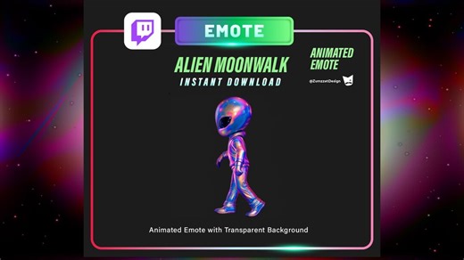 ANIMATED Neon Iridescent Moonwalk Dancing Alien Emote for Twitch, Stream Emotes, Music Rave - Etsy