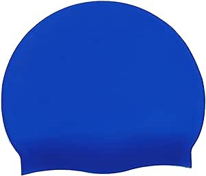 Blue Silicone Swim Cap, Non-Slip Pool Caps Waterproof Elastic Swimming Caps