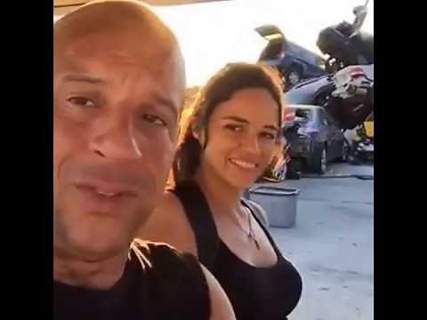 Vin Diesel & Michelle Rodriguez livestream from the set of Fast and Furious 8