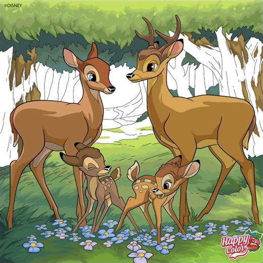 Happy Color - Bambi And Faline Grow Up As A Mother And Father Now They Have A Two Children